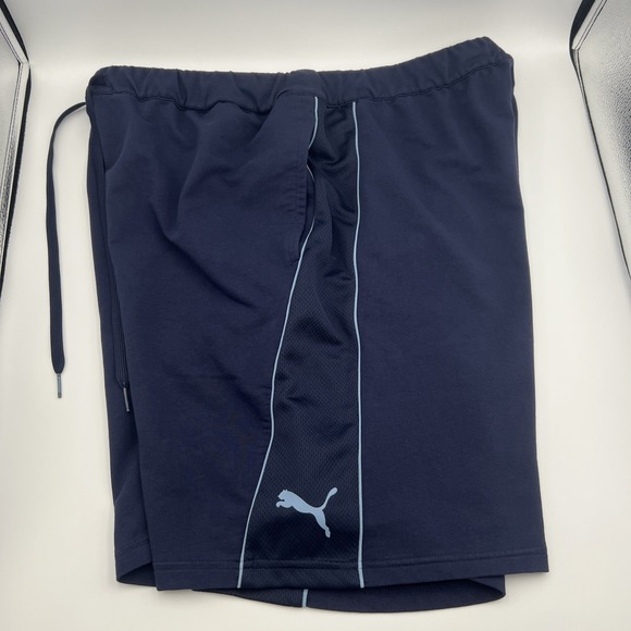 Puma Men's Navy‎ Blue Drawstring Athletic Mesh Panel Short, Blue, Size XL - Picture 9 of 9
